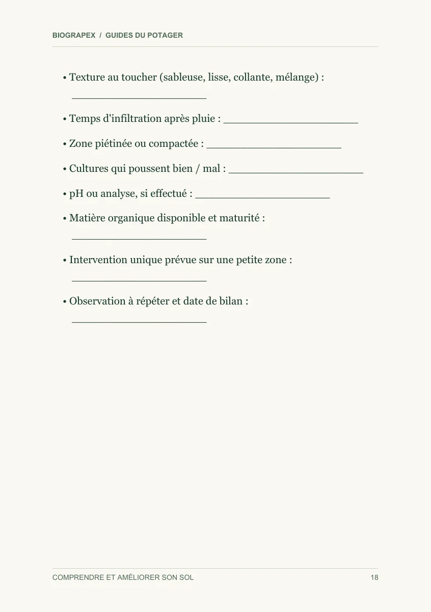 Page intérieure du guide Comprendre et améliorer son sol