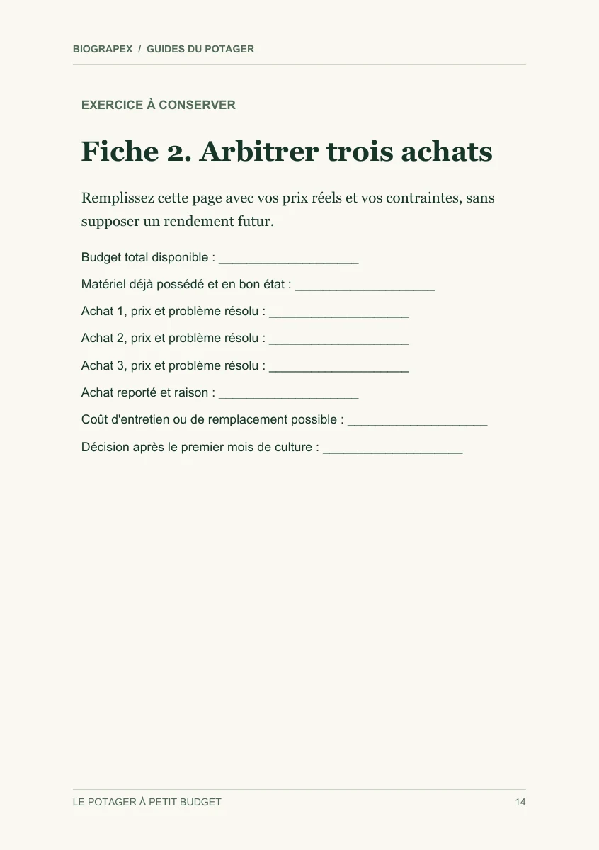 Fiche pratique du guide Le potager à petit budget