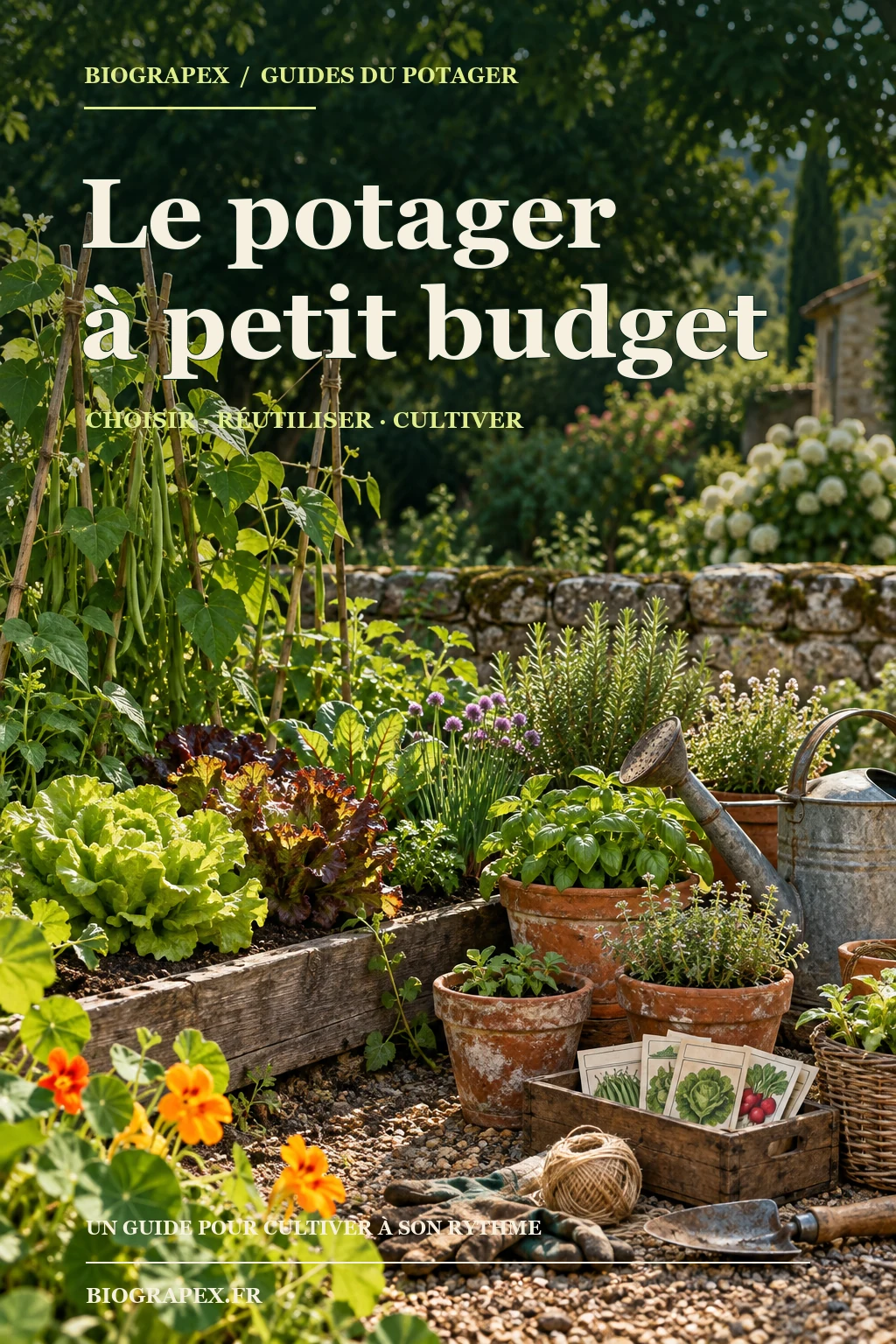 Couverture illustrée de l’ebook Le potager à petit budget