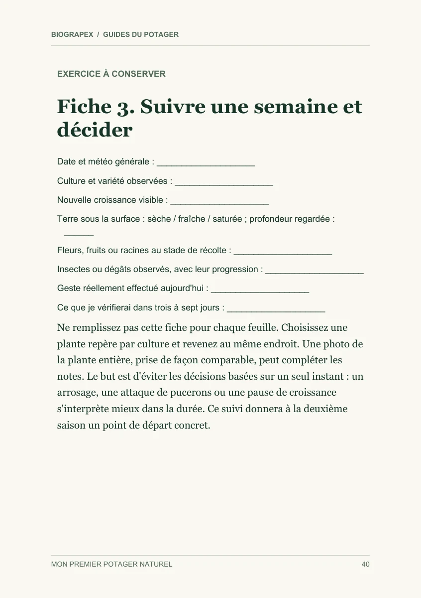 Fiche pratique du guide Mon premier potager naturel