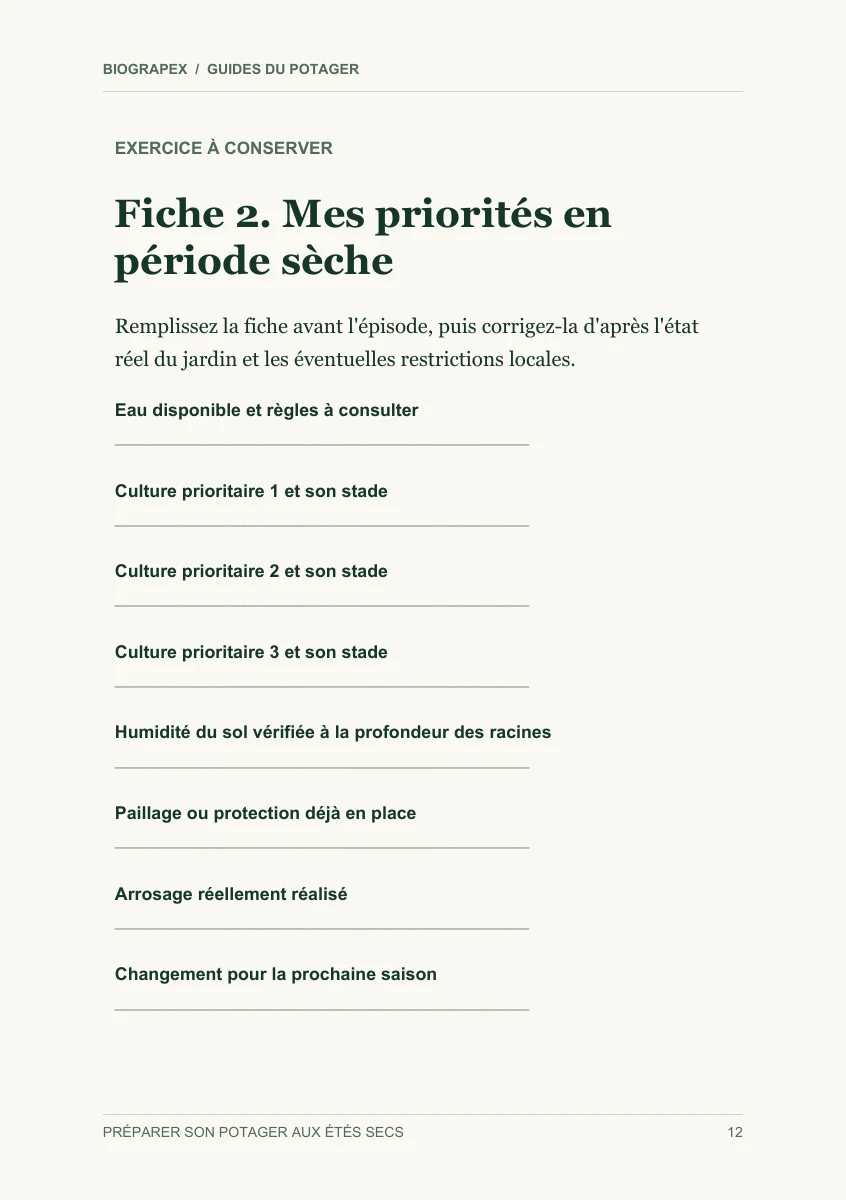 Fiche pratique du guide Préparer son potager aux étés secs