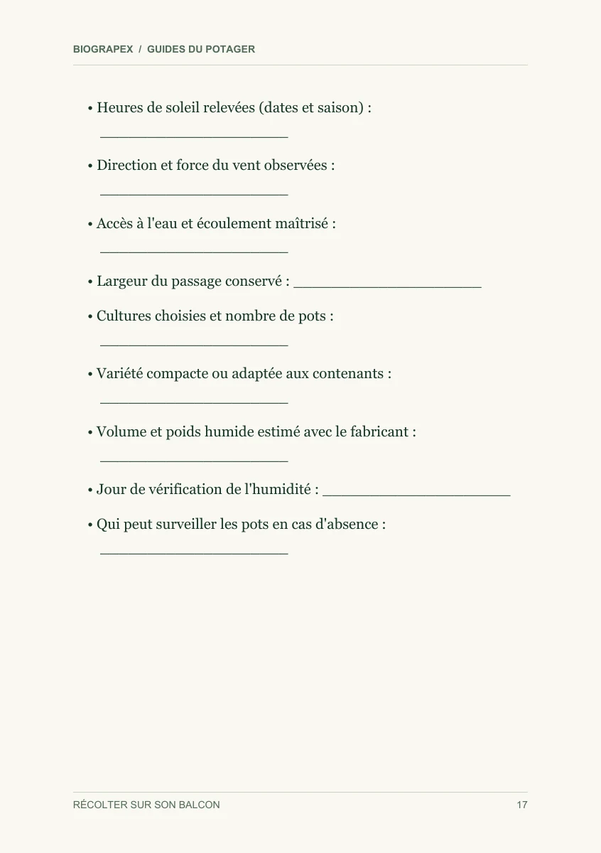 Page intérieure du guide Récolter sur son balcon